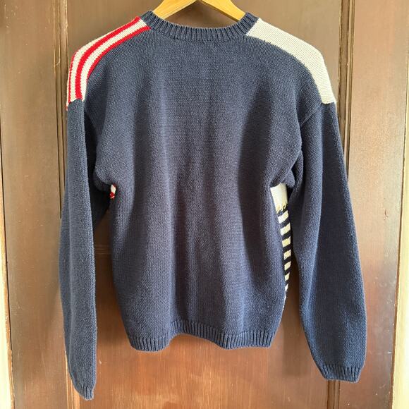 90s Vintage KAREN SCOTT Patriotic Whimsical Red White and Blue Cardigan | Small - Picture 5 of 7